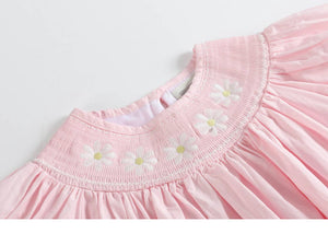 Pink Daisy Smocked Dress by Lil Cactus