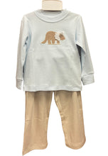 Load image into Gallery viewer, Light Blue &amp; Tan Dino Pant Set by Squiggles
