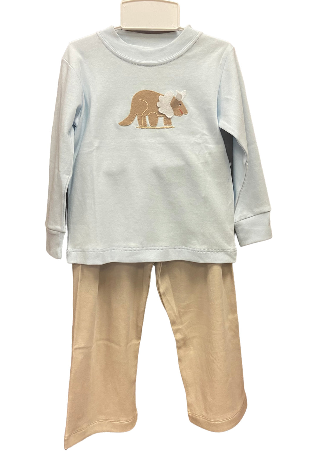 Light Blue & Tan Dino Pant Set by Squiggles