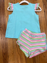 Load image into Gallery viewer, Turquoise Color Striped Short Set by Squiggles

